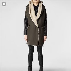 AllSaints shearling parka in natural